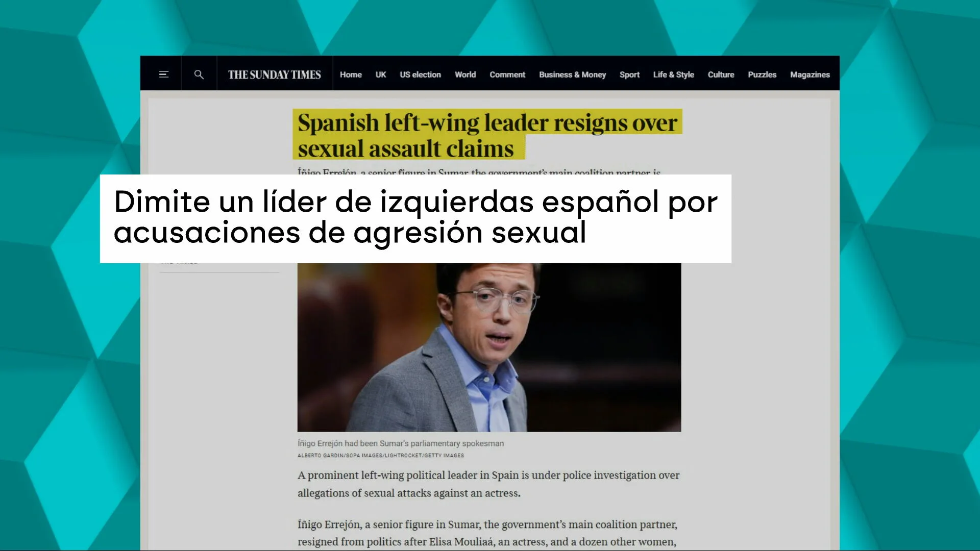 Medios internacionales sobre el caso Errejón