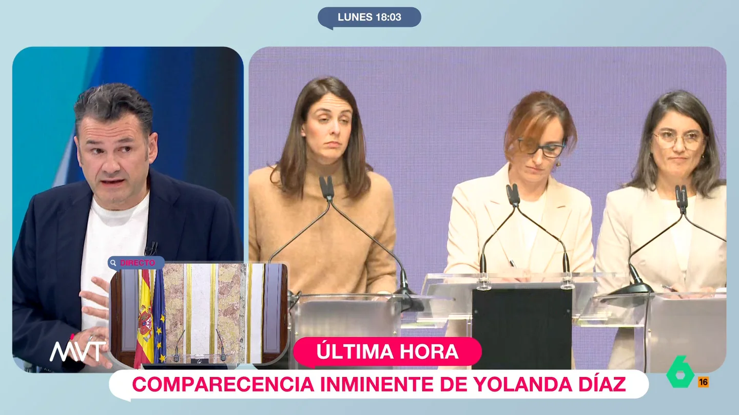 Iñaki López: "Ni una dependencia al sexo o a la cocaína justificaría un comportamiento machista" Tras la comparecencia de la cúpula de Más Madrid, Luis Sanabria apunta a como habría omitido responder a una pregunta de la periodista de laSexta.