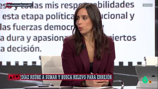 Pilar Velasco critica los señalamientos a las dirigentes de Sumar: "A ver si ahora van ellas las que tienen que responder por las agresiones de Errejón" Pilar Velasco critica los señalamientos a las dirigentes de Sumar: "A ver si ahora van ellas las que tienen que responder por las agresiones de Errejón"