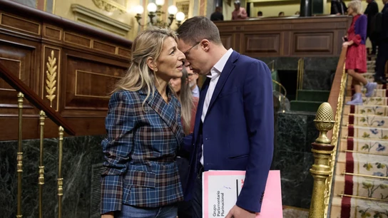 La vicepresidenta segunda y ministra de Trabajo, Yolanda Díaz, junto al ya exportavoz de Sumar, Íñigo Errejón, en una imagen de archivo. La vicepresidenta segunda y ministra de Trabajo, Yolanda Díaz, junto al ya exportavoz de Sumar, Íñigo Errejón, en una imagen de archivo.