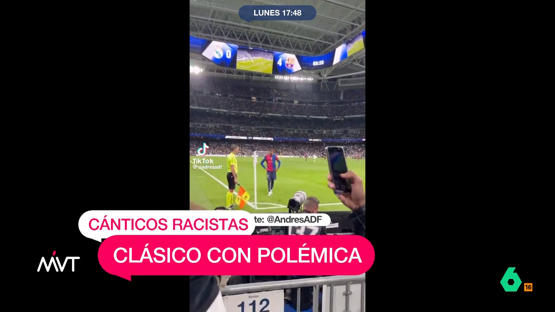 "Los autores de estos gritos, a parte de racistas, no son los más listos, porque deberían saber que hay decenas de cámaras de alta resolución por todo el estadio y ya están localizados", apunta por su parte Iñaki López en este vídeo.