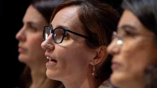 Las coportavoces de Más Madrid Mónica García, Manuela Bergerot y Rita Maestre, durante la rueda de prensa ofrecida este lunes en Madrid. Las coportavoces de Más Madrid Mónica García, Manuela Bergerot y Rita Maestre, durante la rueda de prensa ofrecida este lunes en Madrid.