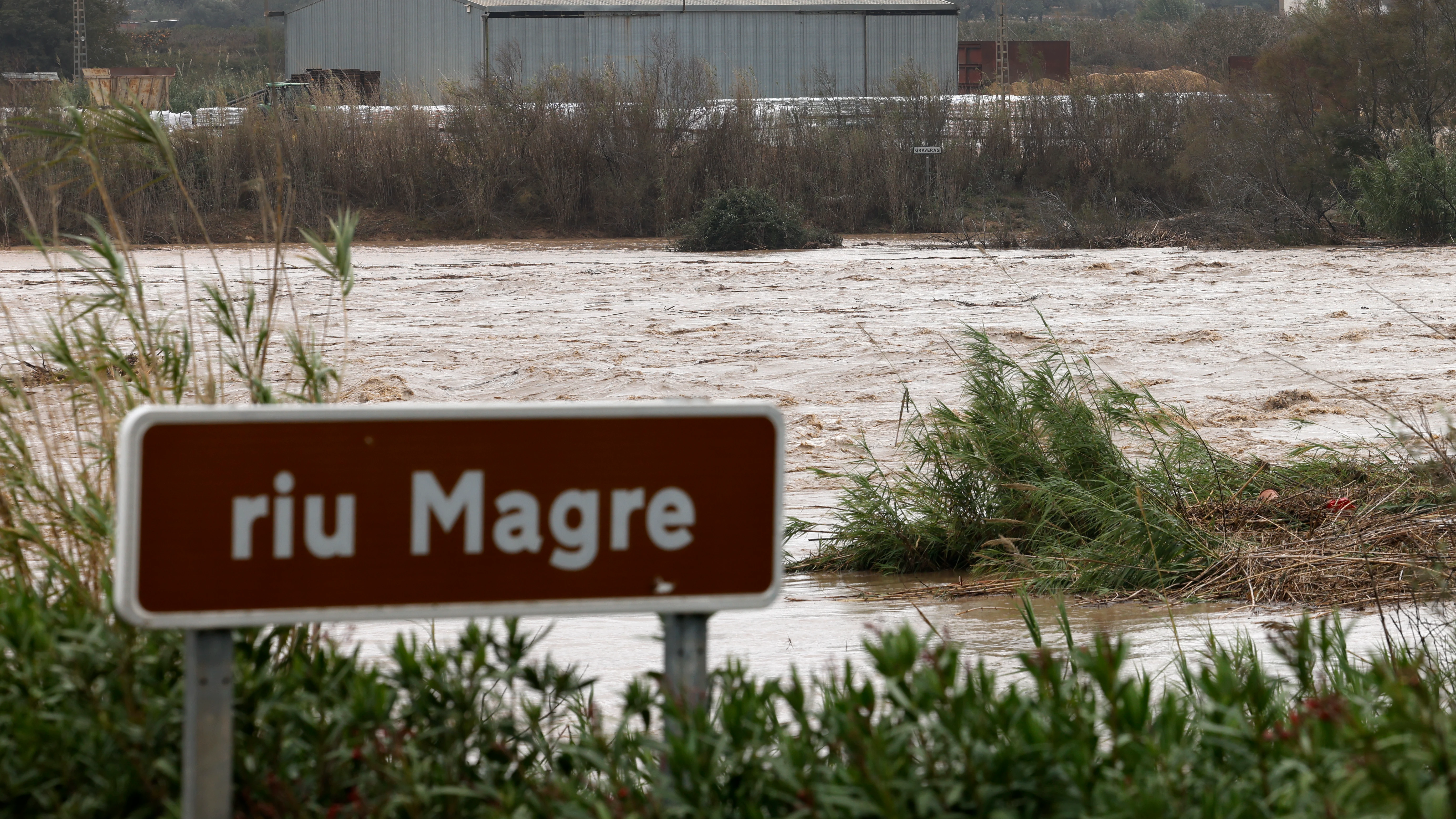  Vista general del río Magro a su paso por Alfarp (Valencia) que debido a las lluvias torrenciales que afectan a la Comunitat Valenciana.