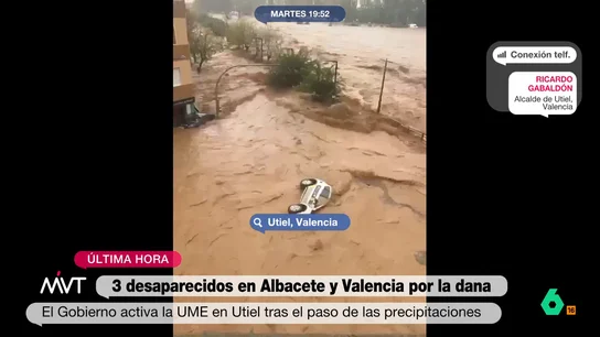 El alcalde de Utiel habla de los estragos provocados por la DANA: "Estamos colapsados, desbordados" En Más Vale Tarde, el alcalde de Utiel, Ricardo Gabaldón, reconoce que la localidad está "desbordada" con las precipitaciones que están sufriendo en las últimas horas. "Los daños que nos preocupan son los daños personales", reconoce en este vídeo.