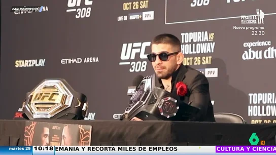 El 'dardo' de Topuria a Mcgregor tras decirle que le llame: "Para tomar copas será porque para pelear..." El 'dardo' de Topuria a Mcgregor tras decirle que le llame: "Para tomar copas será porque para pelear..."