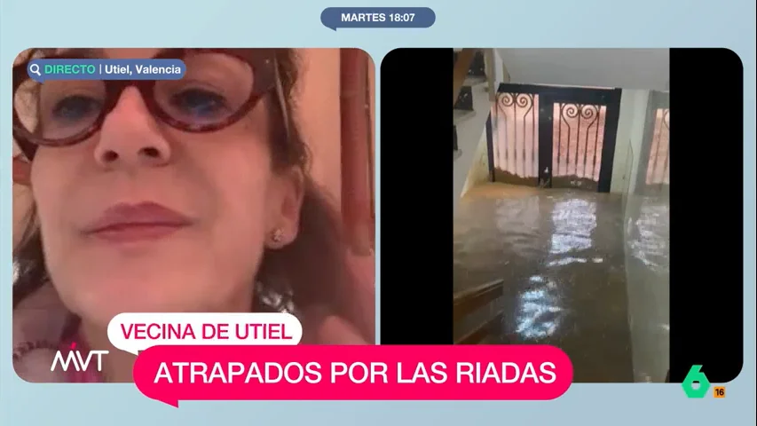 Más Vale Tarde conecta con Inmaculada, una vecina de Utiel, que explica en primera persona cómo están viviendo en esta localidad los estragos provocados por la DANA: "En casa estamos bien, pero alrededor está todo inundado".