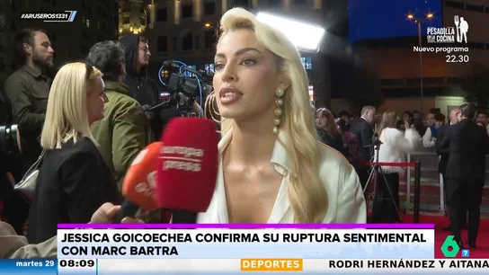 Jessica Goicoechea confirma su ruptura con Marc Bartra: "Estoy soltera y entera y sin ganas de enamorarme" Jessica Goicoechea confirma su ruptura con Marc Bartra: "Estoy soltera y entera y sin ganas de enamorarme"