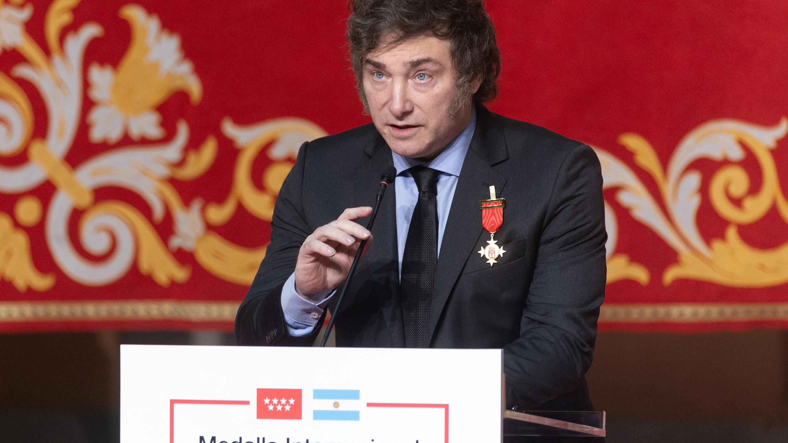El presidente de la República Argentina, Javier Milei, interviene en la Real Casa de Correos, a 21 de junio de 2024, en Madrid (España).