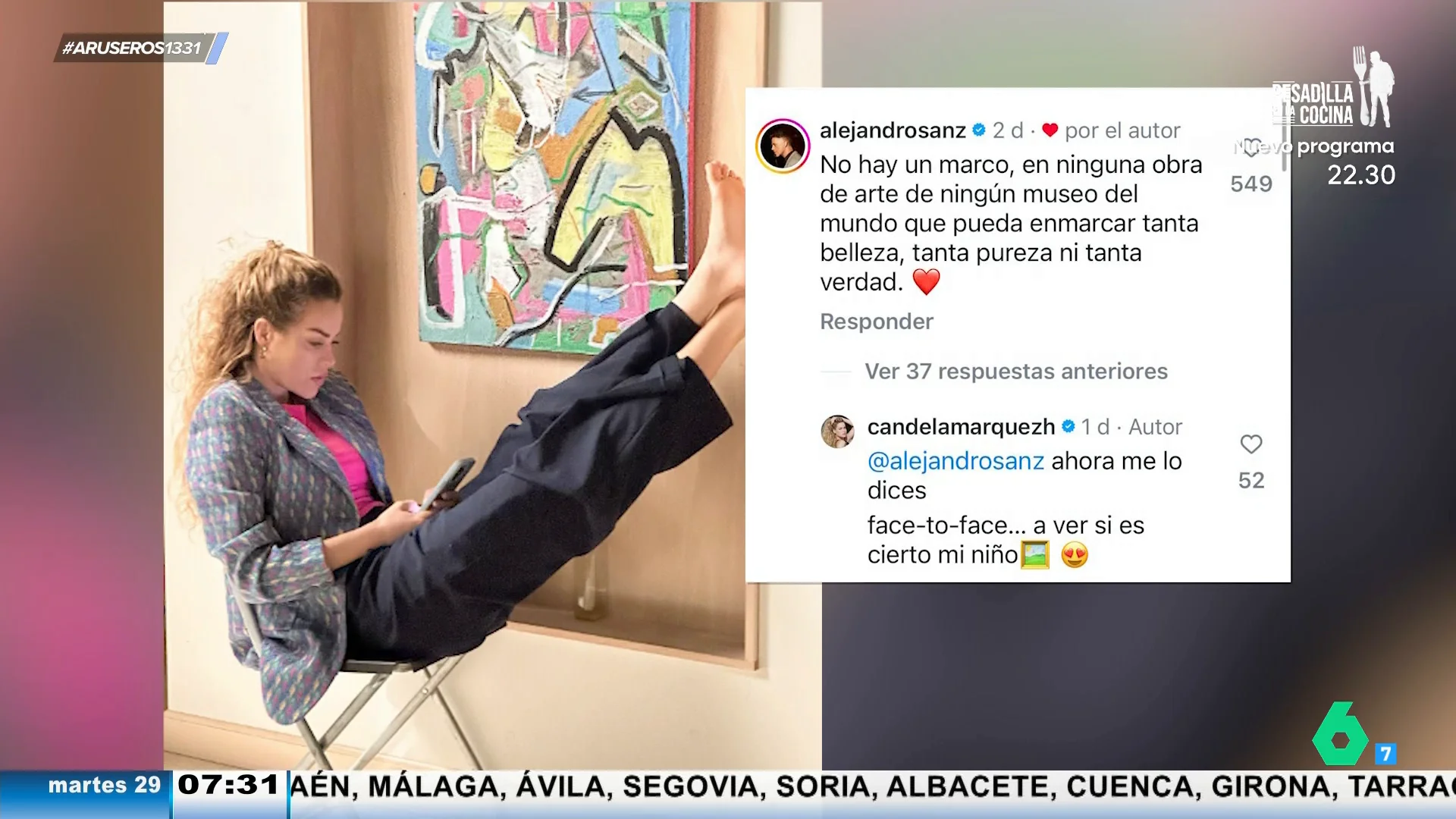 Los mensajes de amor de Alejandro Sanz a Candela Márquez: "No hay marco que puede enmarcar tanta belleza"