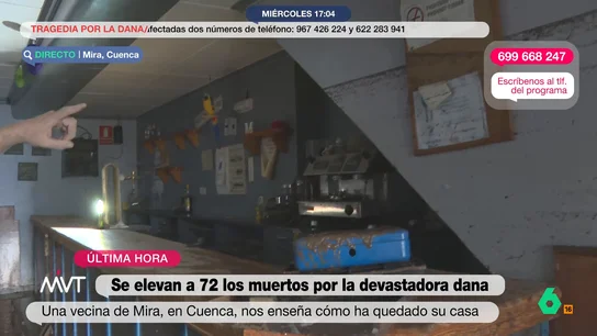 Una vecina de Mira, en Cuenca, enseña cómo ha quedado su casa tras el paso de la DANA Una vecina de Mira, en Cuenca, enseña cómo ha quedado su casa tras el paso de la DANA