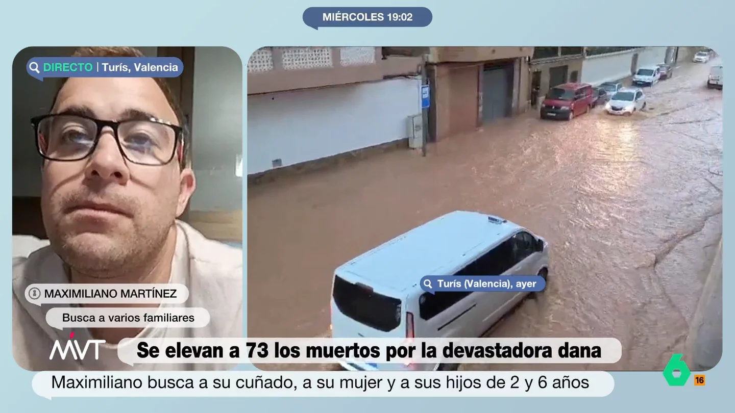 Maximiliano hace un llamamiento en Más Vale Tarde para localizar a su cuñado, la mujer de este y sus sobrinos de dos y seis años La familia vive en un chalet en Turís, una localidad de Valencia. Maximiliano indica que su cuñado pidió auxilio a su suegra vía telefónica y, por la noche, activaron la alarma de la casa.