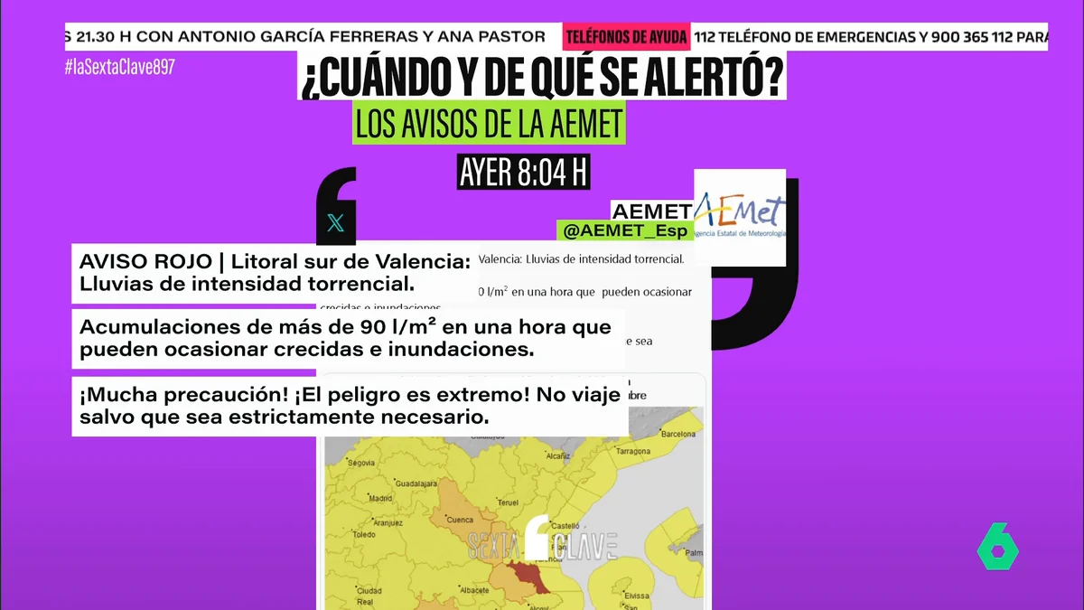 Los seis avisos sobre la DANA que precedieron a la tragedia en la Comunidad Valenciana