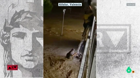 El angustioso rescate de una mujer con una cuerda ante el desbordamiento del río Magro en Valencia El angustioso rescate de una mujer con una cuerda ante el desbordamiento del río Magro en Valencia