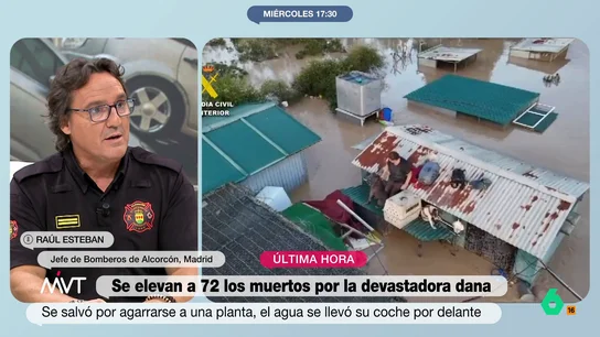 El jefe de Bomberos Raúl Esteban celebra que se muevan avisos de emergencias en redes sociales: "Nos ayuda muchísimo" Raúl Esteban, jefe de Bomberos de Alcorcón, explica en este vídeo cómo son los protocolos que siguen a la hora de realizar rescates en situaciones de emergencia y califica de "muy adecuado" que haya avisos en redes sociales señalando la ubicación.