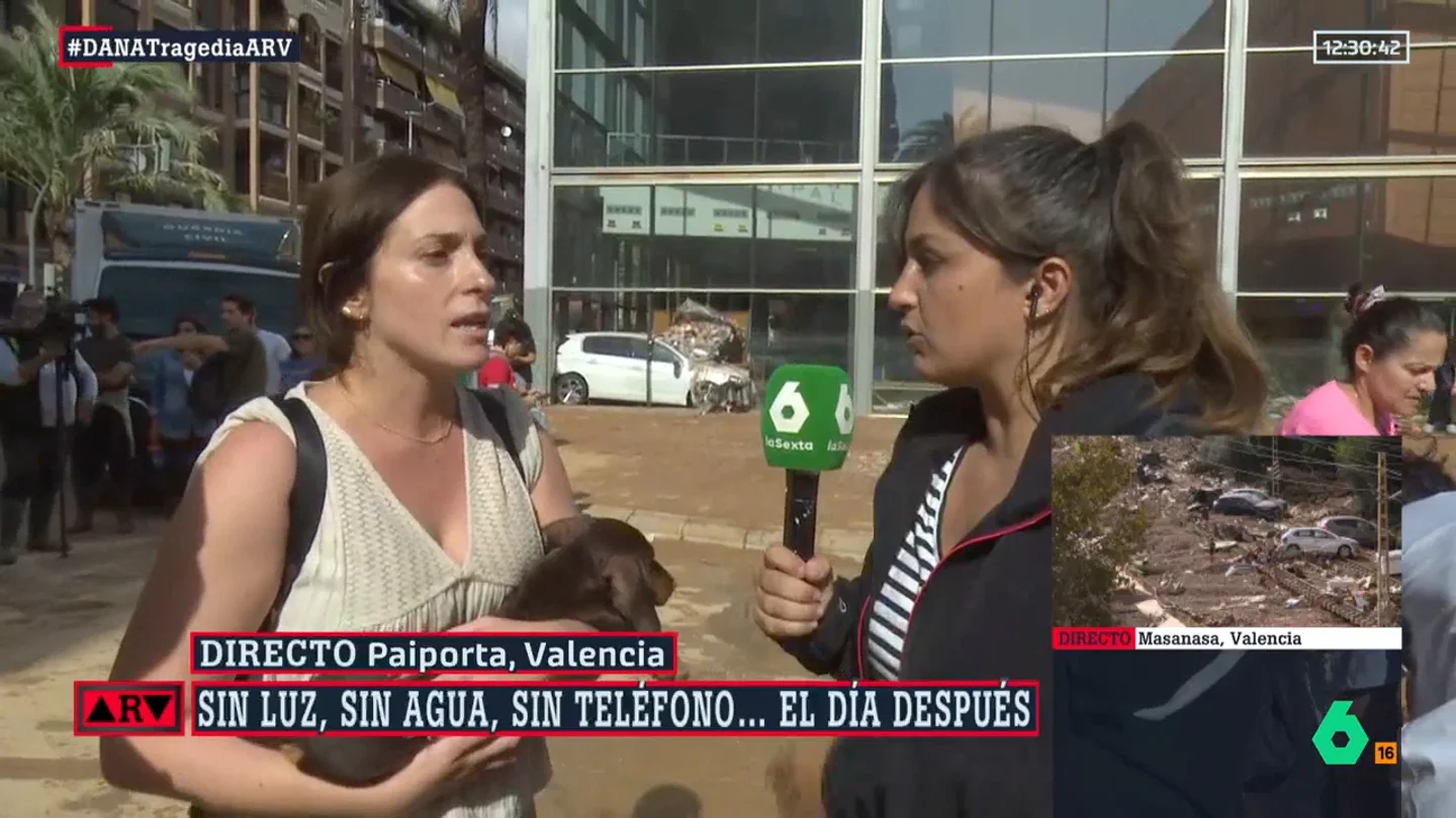 Andrea cuenta cómo vivió con su perro la trágica DANA en Paiporta: "Desde el balcón vimos pasar a personas, coches..." Andrea cuenta cómo vivió con su perro la trágica DANA en Paiporta: "Desde el balcón vimos pasar a personas, coches..."