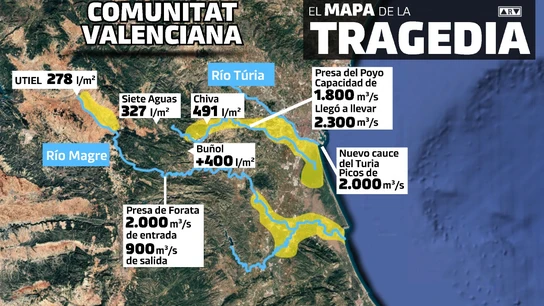 Mapa de las localidades afectadas por la DANA. Mapa de las localidades afectadas por la DANA.