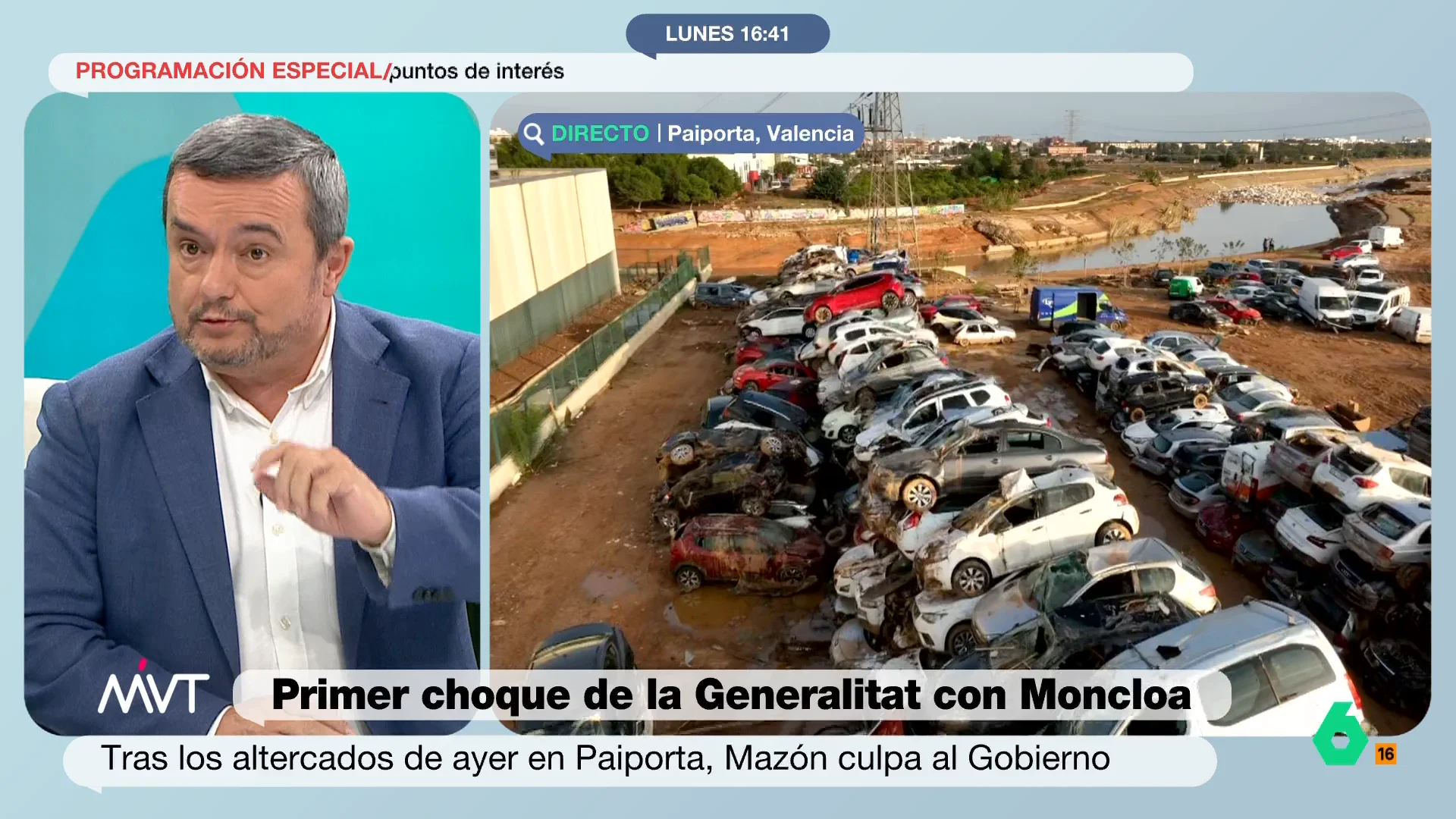 El periodista indica que Carlos Mazón ha decidido "sacar pecho de la desgracia" y confrontar a Pedro Sánchez, mientras que el líder popular parece que ha intentado buscar un punto de encuentro con el Gobierno. 