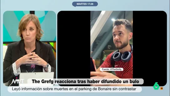 Tania Sánchez, sobre TheGrefg: "Es difícil pedirle a alguien que tiene en tan baja estima su patria que no mienta" La analista califica de irresponsables las palabras del streamer. Además, pide que piense que muchos de sus seguidores son niños y adolescentes, lo que debería tener en cuenta un poco el impacto de su mensaje.