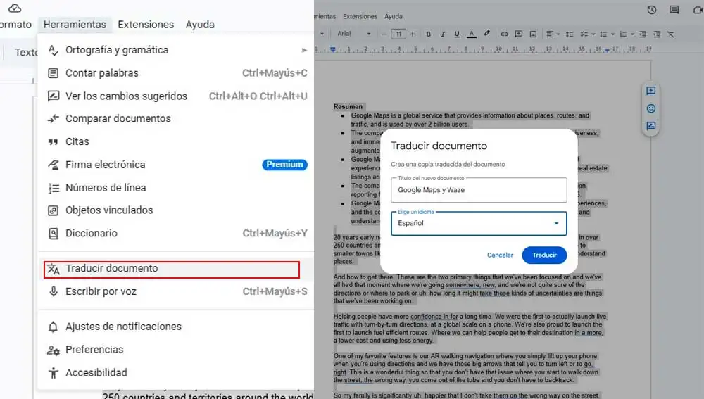 Traduciendo un documento Traduciendo un documento