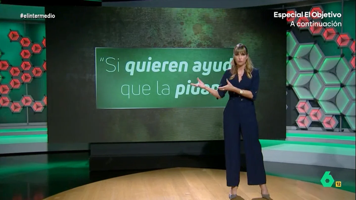 No, Pedro Sánchez no dijo "si quieren ayuda, que la pidan": Sandra Sabatés desmonta el bulo 'fetiche' de la oposición En una nueva edición de 'Cazabulos', Sandra Sabatés desmonta el bulo tan utilizado estos días por la oposición, y hasta Felipe González, de que en plena tragedia de la DANA Pedro Sánchez dijo: "Si quieren ayuda, que la pidan".