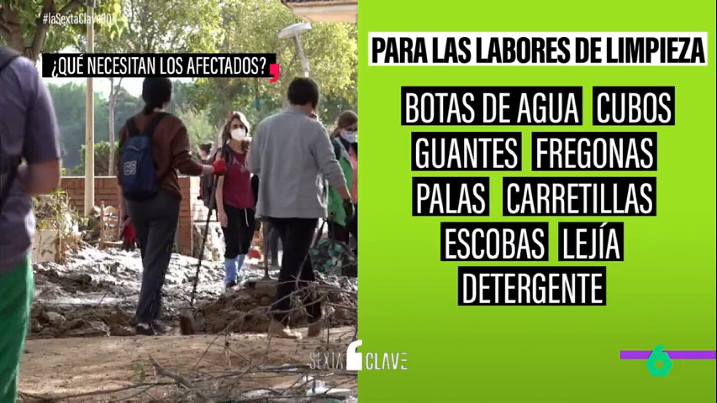 Lista de necesidades m&aacute;s urgentes tras la DANA: botas de agua, guantes o productos de limpieza