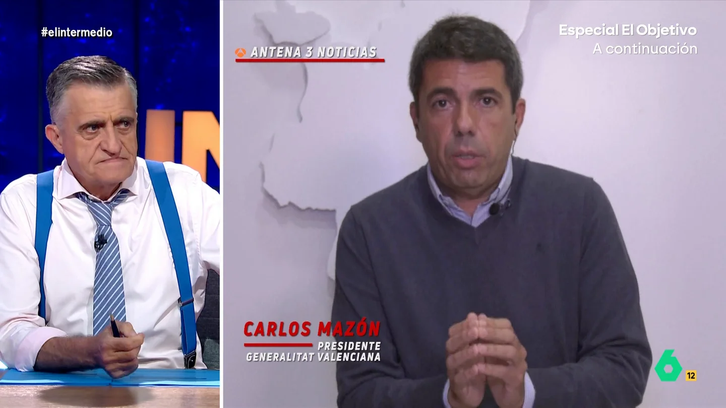 El Intermedio: Situación Mazón al frente de la Generalitat, complicada: "Mazón dejó la música porque ninguno de su grupo podía seguirle el ritmo" "El problema no era de Mazón, sino de todos los demás que no han estado a la altura", comenta irónico Wyoming en este vídeo donde desmonta una a una todas las excusas de Mazón para defender su gestión de la DANA.