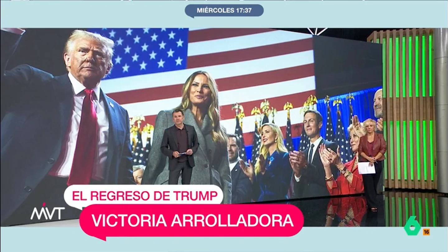 Iñaki López reacciona a la victoria de Trump: "Un hombre con 34 condenas va a ser el próximo presidente de EEUU" "Ni las mentiras, ni los ataques racistas, ni el ataque al Capitolio, ni las condenas que ya acumula han hecho que pierda estas elecciones", comenta Iñaki López en este vídeo donde valora la victoria de Trump en las elecciones de Estados Unidos.