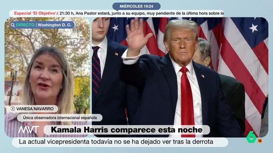 Habla la única observadora internacional española en EEUU: "Trump ya manda mensajes de que la democracia no es útil" Vanesa Navarro, única observadora internacional española en las elecciones en Estados Unidos, analiza en este vídeo los principales mensajes del discurso de Donald Trump que han provocado su regreso a la Casa Blanca.