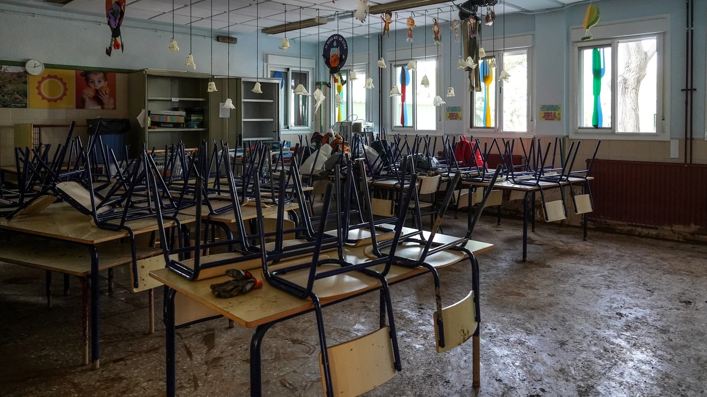 Imagen de archivo de uno de los colegios afectados por la Dana. Los colegios de las zonas afectadas empiezan a recuperar su actividad tras el paso de la Dana