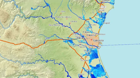 Mapa de zonas inundables en Valencia. Mapa de zonas inundables en Valencia.
