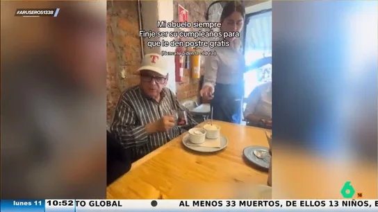 La tronchante táctica de un abuelo que finge celebrar siempre su cumpleaños para que le regalen el postre La tronchante táctica de un abuelo que finge celebrar siempre su cumpleaños para que le regalen el postre