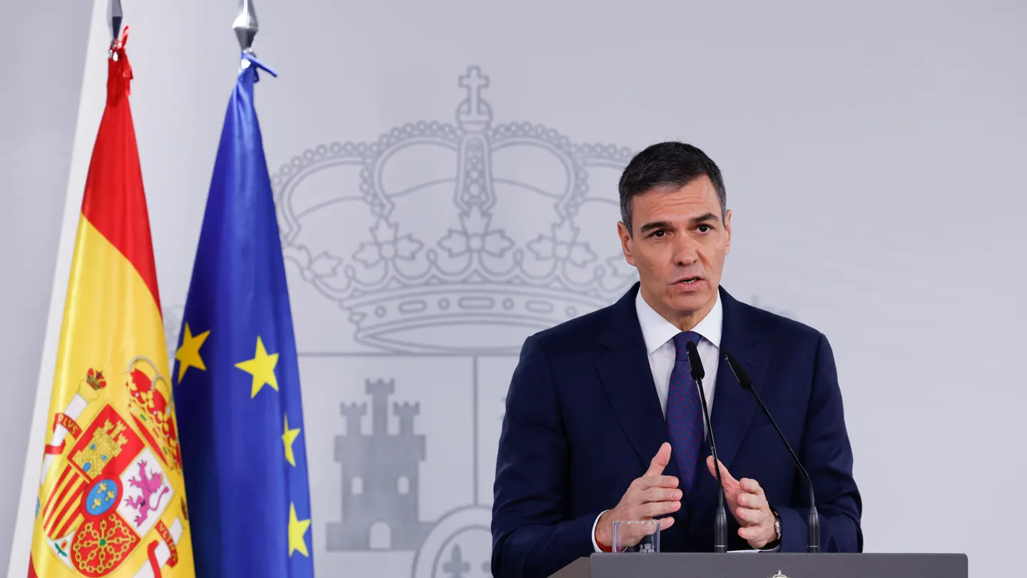Pedro Sánchez, durante la rueda de prensa. Pedro Sánchez, durante la rueda de prensa.