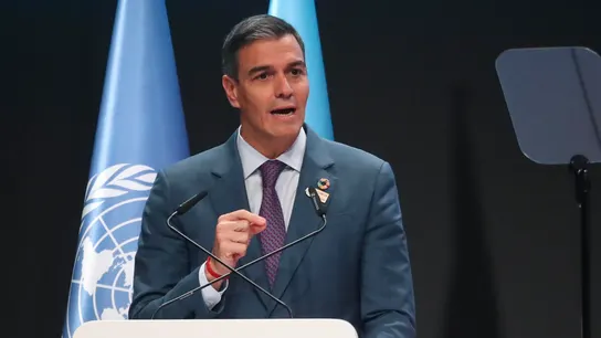 Sánchez se acuerda de las víctimas durante su intervención en la COP29: "El cambio climático mata" Pedro Sánchez durante su comparecencia en la COP29 de Bakú