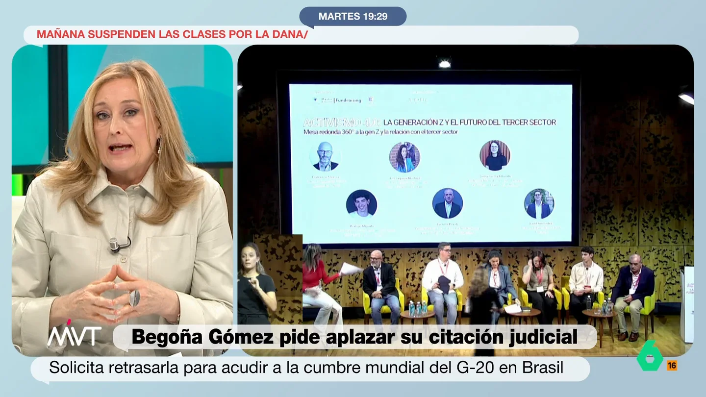 Elisa Beni, sobre la petición de Begoña Gómez al juez Peinado para aplazar su cita judicial: "A la justicia no le puedes decir que no vas a ir" Elisa Beni, sobre la petición de Begoña Gómez al juez Peinado para aplazar su cita judicial: "A la justicia no le puedes decir que no vas a ir"