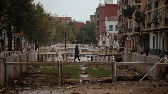 Un hombre cruza un puente de Aldaia, a 12 de noviembre de 2024, en Aldaia, Valencia. Un hombre cruza un puente de Aldaia, a 12 de noviembre de 2024, en Aldaia, Valencia.