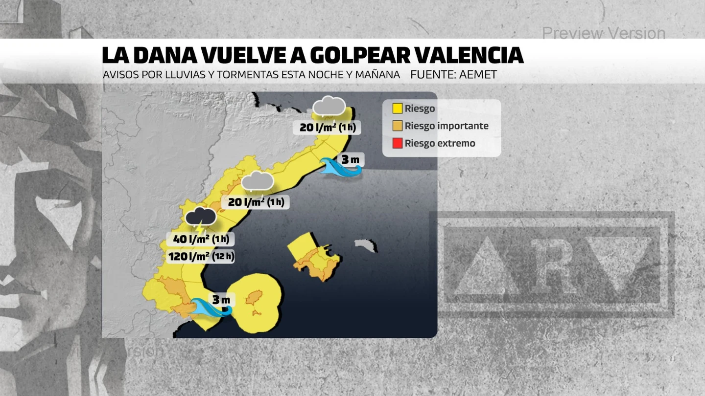 Los riesgos de la nueva DANA en Valencia. Los riesgos de la nueva DANA en Valencia.
