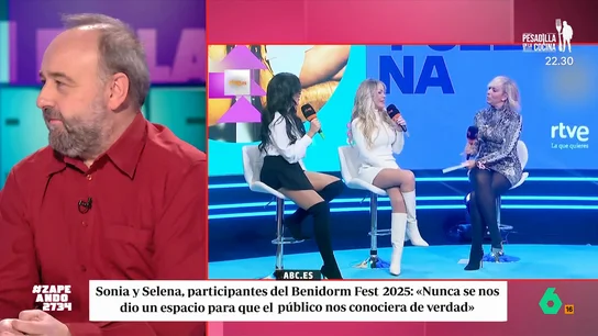 Iñaki de la Torre, sobre Sonia y Selena, candidatas en el Benidorm Fest: "Tienen la fórmula clásica de Eurovisión" El periodista musical indica que en la pasada edición ya se utilizó una fórmula similar a los temas del dúo y el resultado no fue muy bueno. "A nada que no sea demasiado copiada pues ya nos funcionará mejor", añade Iñaki.