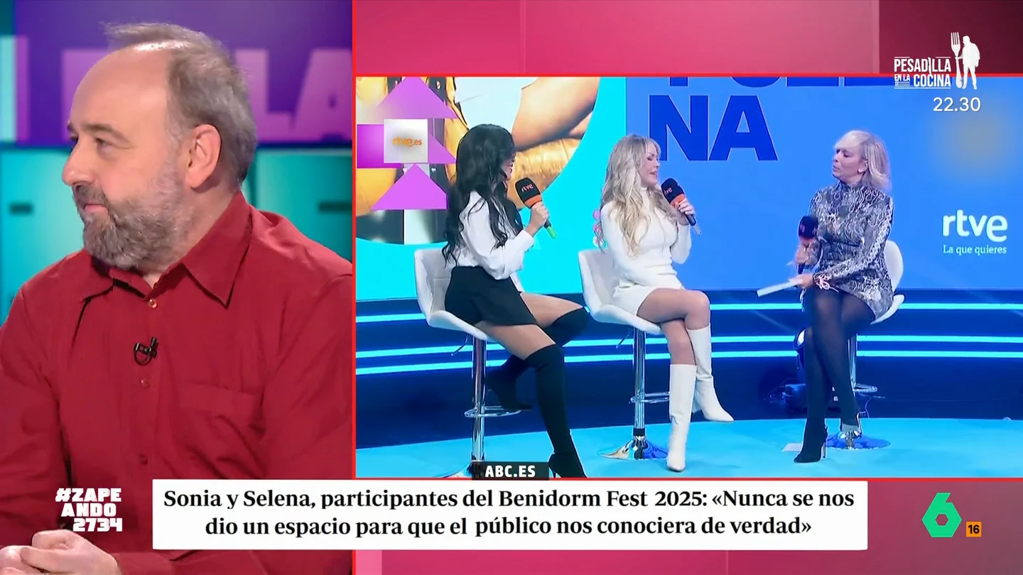 Iñaki de la Torre, sobre Sonia y Selena, candidatas en el Benidorm Fest: "Tienen la fórmula clásica de Eurovisión" El periodista musical indica que en la pasada edición ya se utilizó una fórmula similar a los temas del dúo y el resultado no fue muy bueno. "A nada que no sea demasiado copiada pues ya nos funcionará mejor", añade Iñaki.