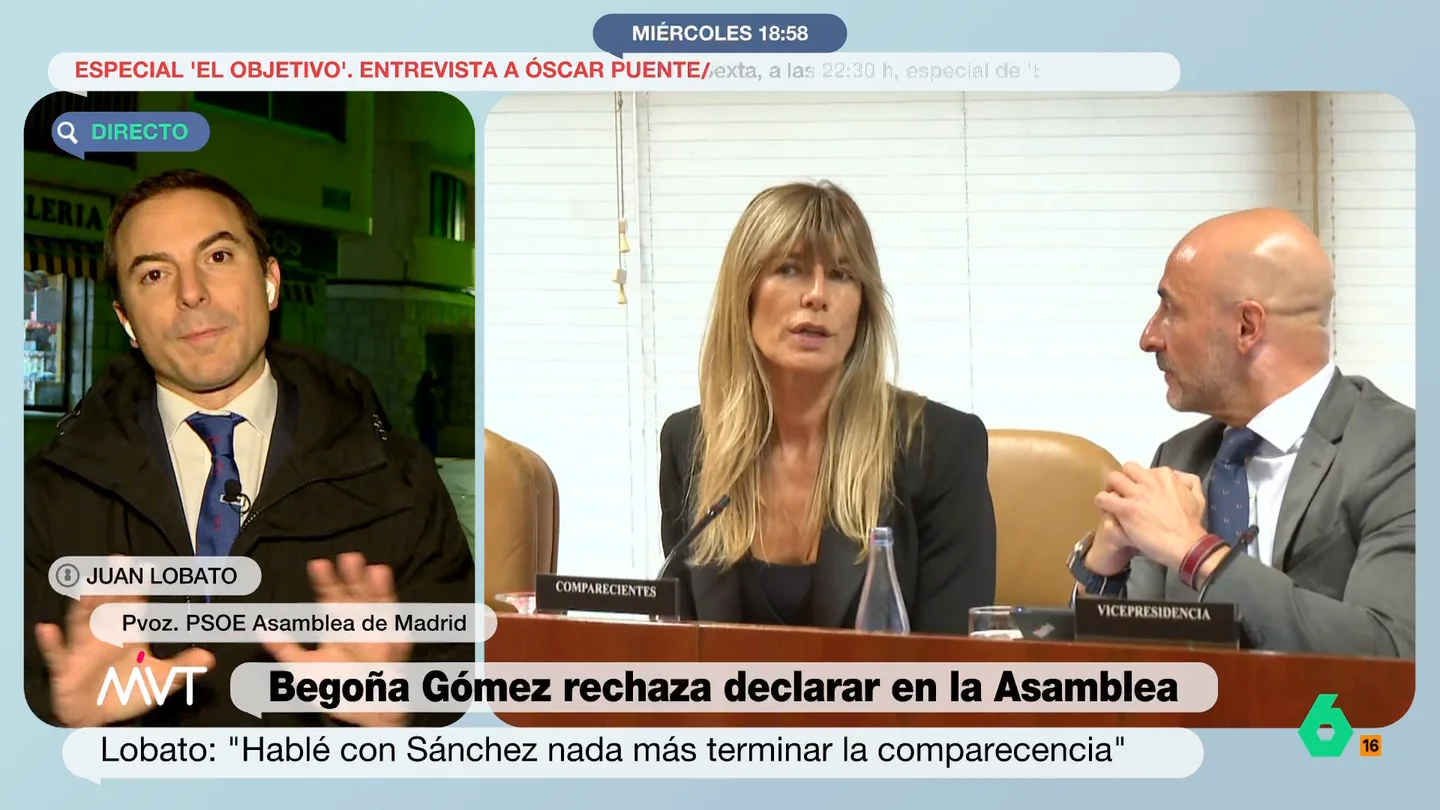 Lobato señala la inutilidad de la comisión de investigación sobre Begoña Gómez "Si hoy acaba el día y te preguntas ¿en qué hemos ayudado a los madrileños en que vivan mejor? Yo creo que en poca cosa", afirma Juan Lobato en este vídeo tras acompañar a Begoña Gómez en la comisión de investigación de la Asamblea de Madrid.