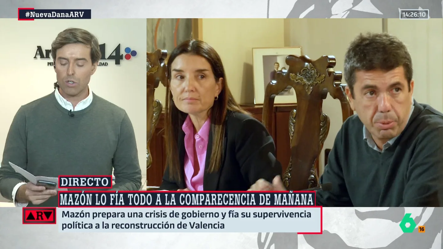 Montesinos revela lo que dice el "entorno directo" de Mazón": "Se descarta al 100% su dimisión" Montesinos revela lo que dice el "entorno directo" de Mazón": "Se descarta al 100% su dimisión"