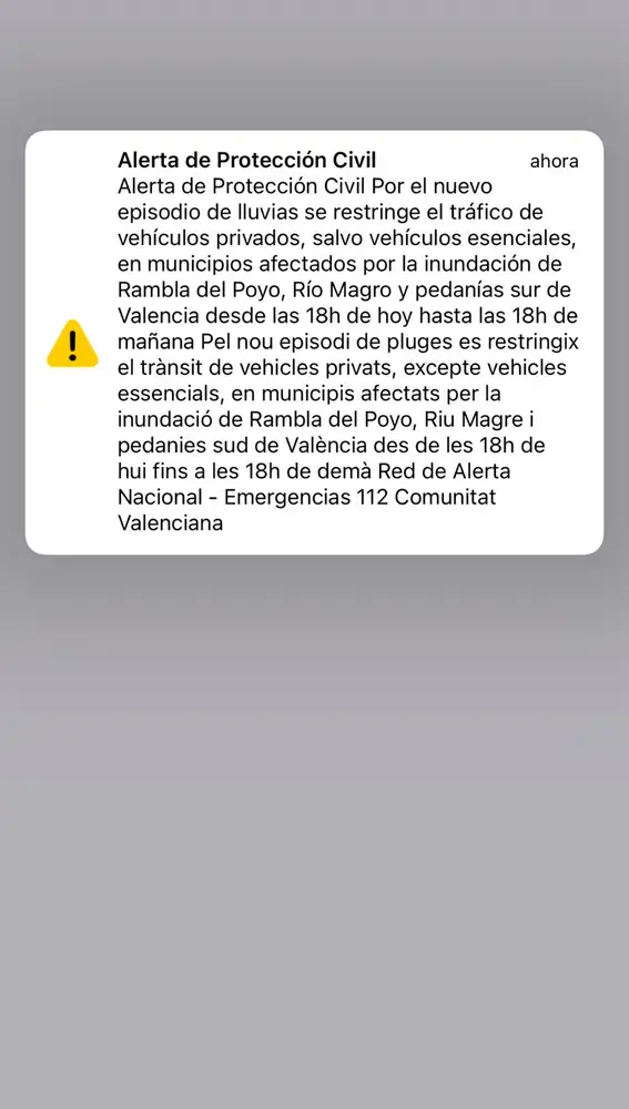La alerta de Protección Civil La alerta de Protección Civil