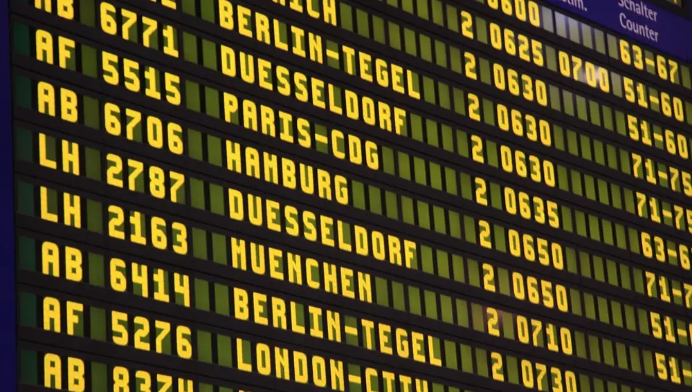 Panel de vuelos en el aeropuerto Panel de vuelos en el aeropuerto