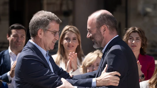 El líder del PP, Alberto Núñez Feijóo, y el presidente del Partido Popular Europeo, Manfred Weber, en una imagen de archivo. El líder del PP, Alberto Núñez Feijóo, y el presidente del Partido Popular Europeo, Manfred Weber, en una imagen de archivo.