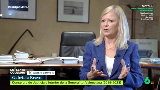 La exconsellera Gabriela Bravo, sobre Mazón: "Entregó las emergencias a los negacionistas del cambio climático" La exconsellera de Justicia e Interior de la Generalitat Valenciana con Ximo Puig, Gabriela Bravo, recuerda su labor como responsable de Emergencias y analiza los motivos por los que decidieron crear la Unidad Valenciana de Emergencias.