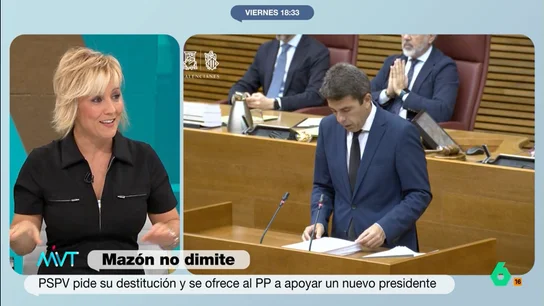 Cristina Pardo, sobre la reelección de Mazón: "Empieza el fuego amigo y terminas en tu casa antes de que se plantee" El Partido Socialista, tras la comparecencia del presidente de la Comunidad Valencia, no ha dudado en pedir al Partido Popular su destitución.