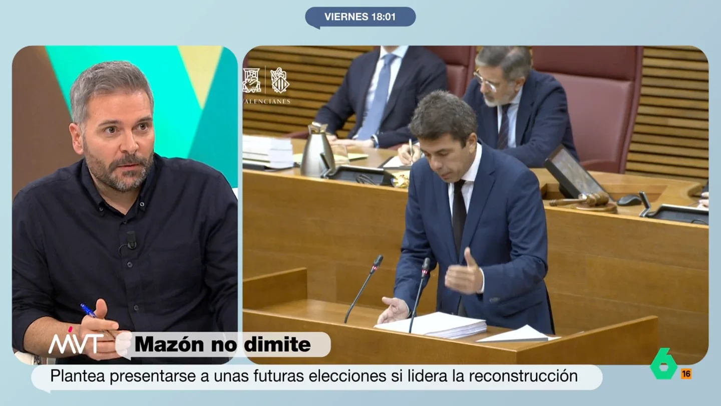 Carlos Bonastre, tras las explicaciones de Mazón en Les Corts: " Llama la atención el poco tiempo que dedica a las víctimas" El periodista indica que en dos horas y media de discurso, el presidente de la Comunidad Valencia tan solo dedico un par de líneas a las víctimas de la DANA al principio de su exposición.