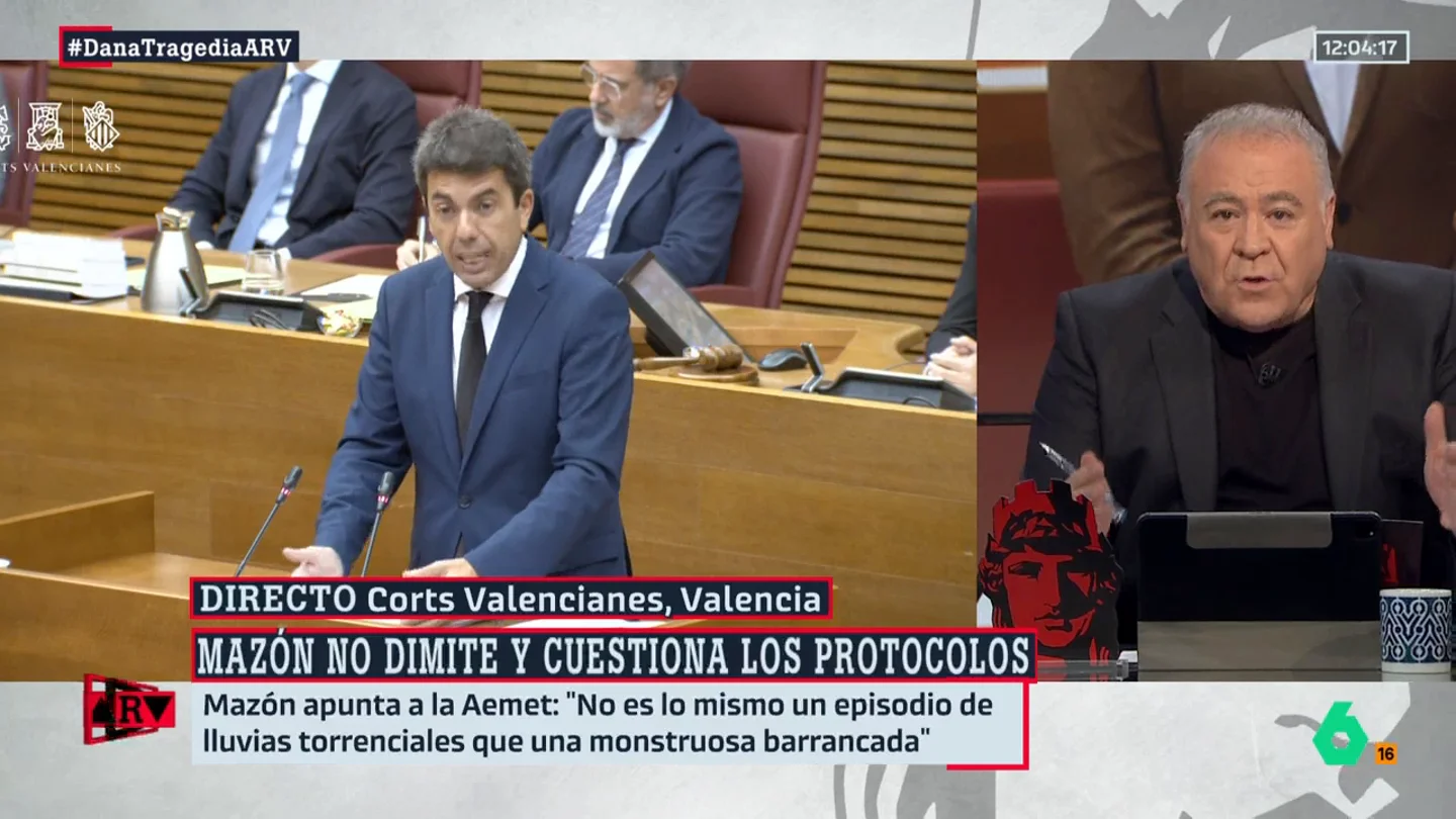 Ferreras, sobre las excusas de Mazón: "Yo creo que el 29 de octubre no estuvo en Valencia, estuvo en Saturno" Ferreras, sobre las excusas de Mazón: "Yo creo que el 29 de octubre no estuvo en Valencia, estuvo en Saturno"