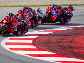 Pecco Bagnaia, Enea Bastiaini y Jorge Martín