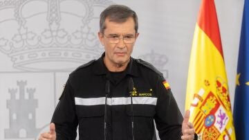 El general jefe de la UME, Francisco Javier Marcos, durante una rueda de prensa