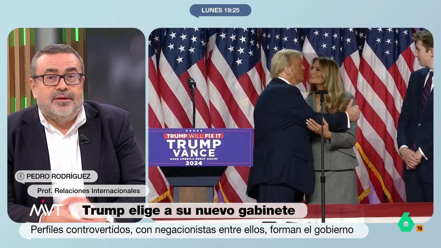 Pedro Rodríguez, sobre el nuevo gabinete de Trump: "No es un Gobierno, es un troleo a la democracia de EEUU" Para el profesor de Relaciones Internacionales, el próximo presidente de Estados Unidos se considera muy audaz por sus elecciones a la hora de conformar su gobierno pero, en su opinión, "está confundiendo su malicia casposa con la osadía".